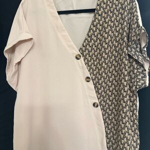 Chic Two-Tone Buttoned Women's Top